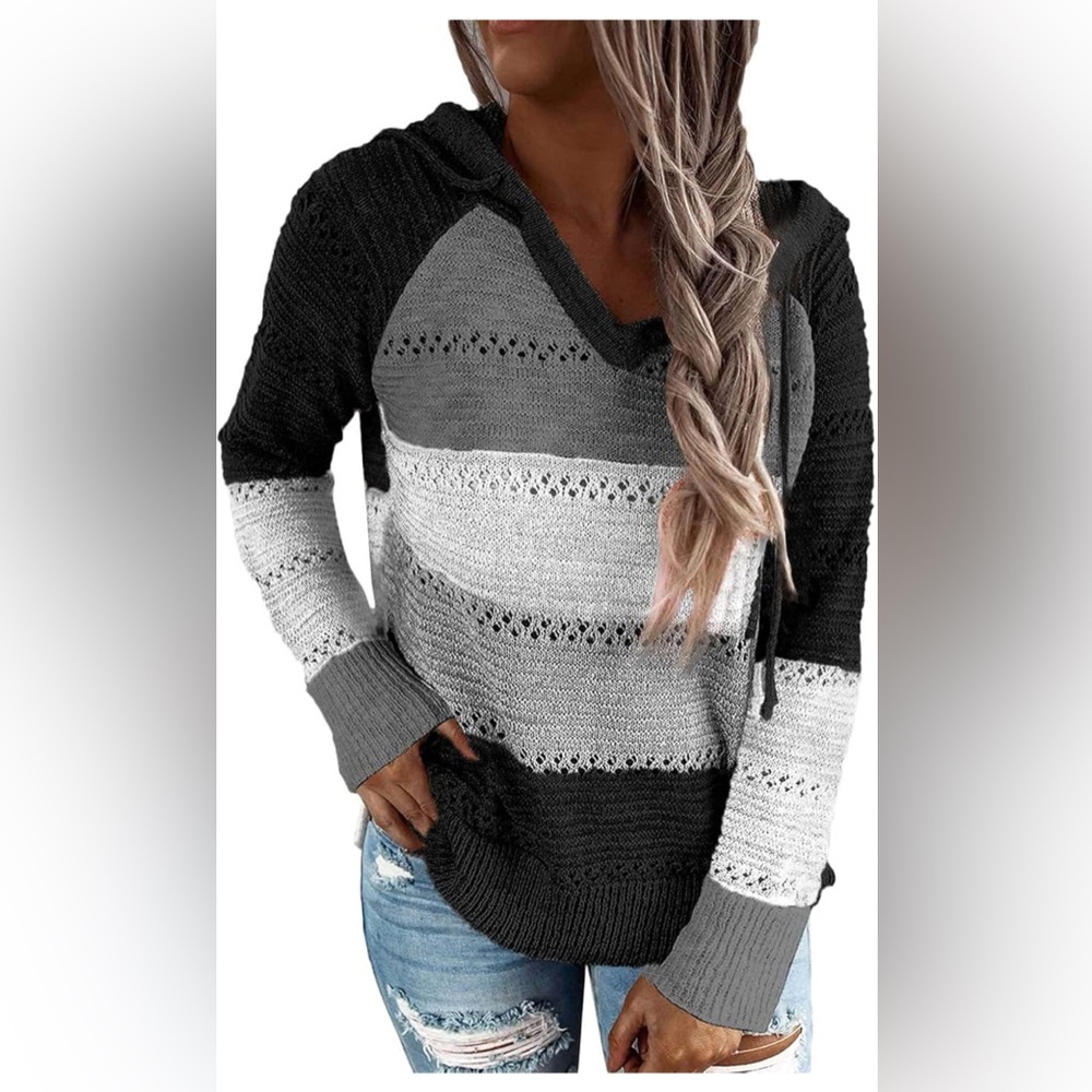 Women's Color Block Knit Hoodie